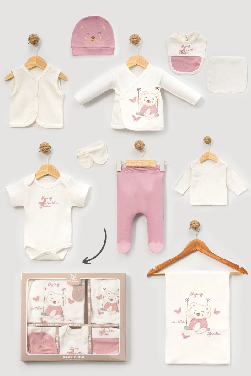 KELEBEKLİ SALINCAKLI KIZ AYI 10 LU KIZ BEBE ZIBIN SET 2089