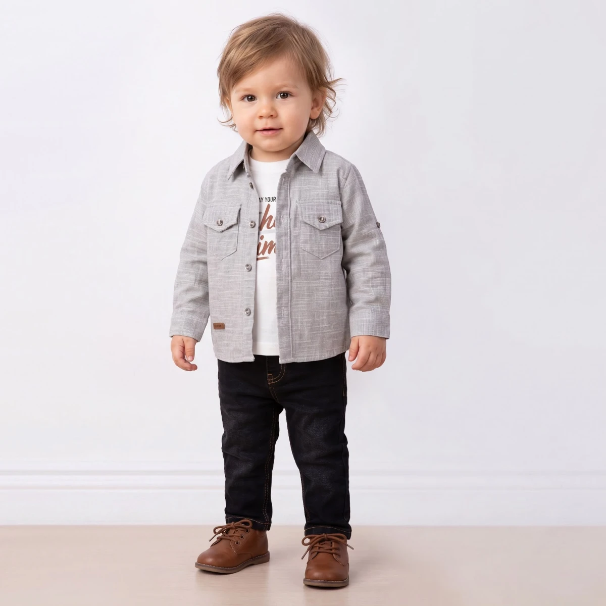 KETEN GÖMLEKLİ BEBE TAKIM 6357