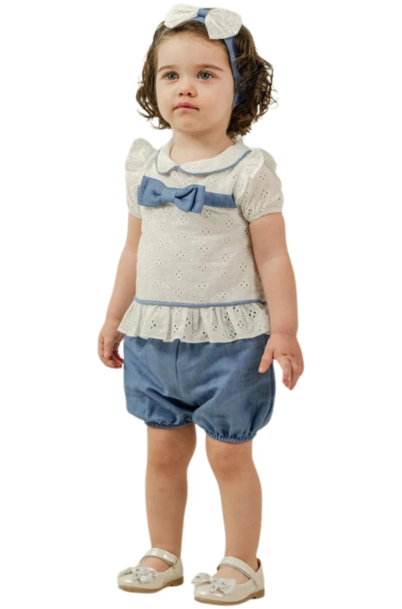 KIL BİYELİ ŞORTLU KIZ BEBE TAKIM 13621