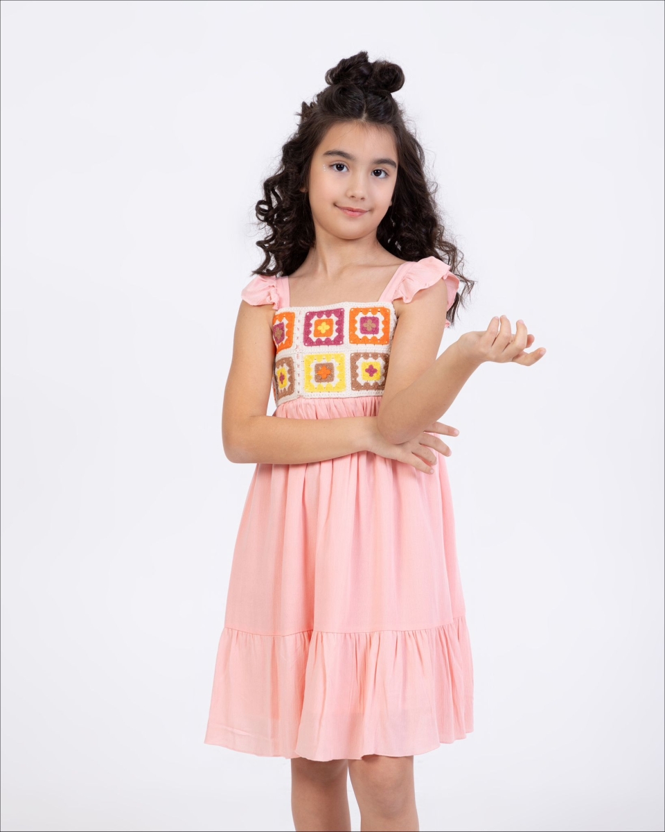 KİLİM DESEN KIZ ELBİSE - 4LÜ 3574