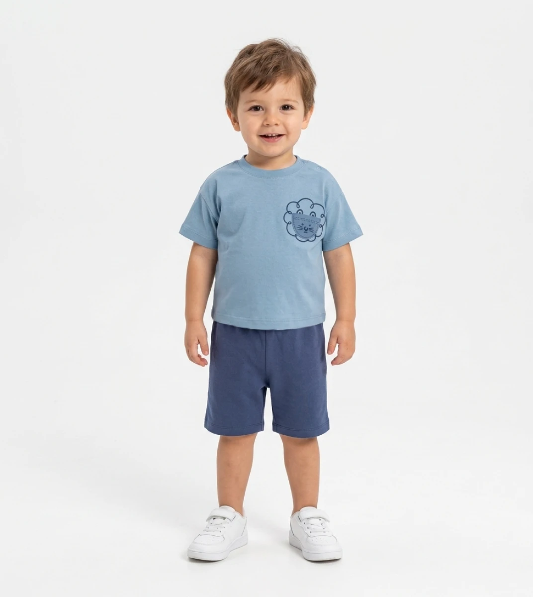 KİLİT BASKILI ERKEK BEBE İKİLİ TAKIM 3168