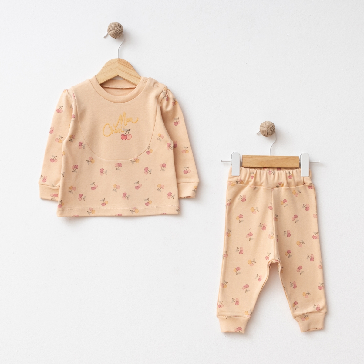 KİRAZ BASKILI 2 Lİ BEBE TAKIM 7078
