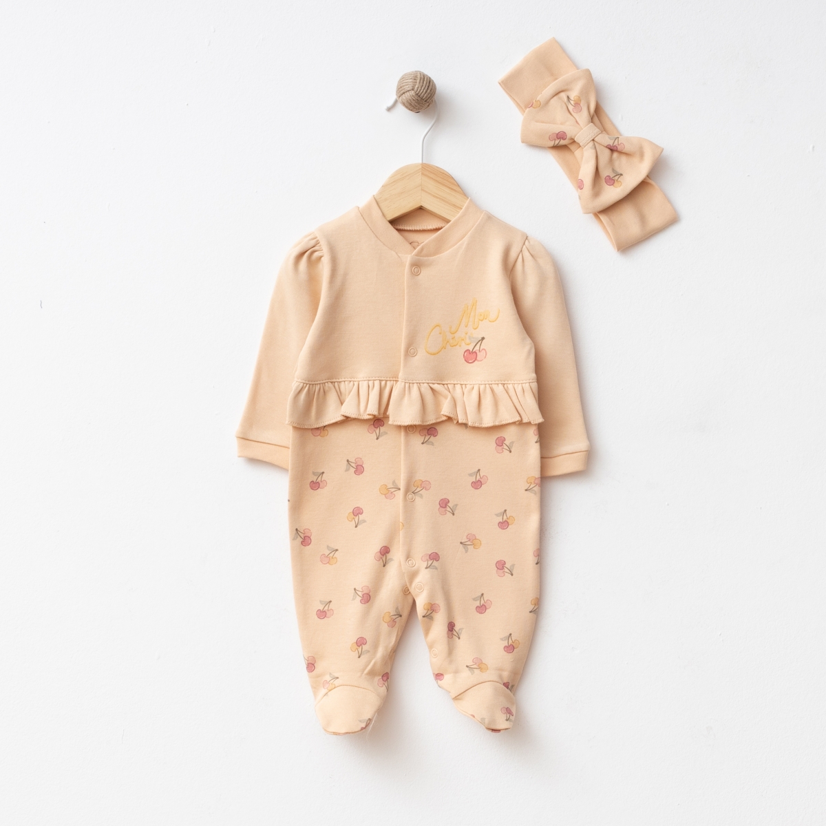 KİRAZ BASKILI PENYE BEBE TULUM 1078
