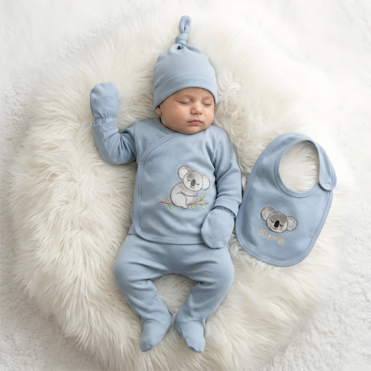 KOALA NAKIŞLI ERKEK BEBE 5'Lİ ZIBIN SETİ 5004
