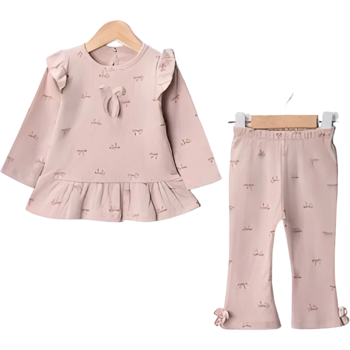 KURDELE DESEN RAPORLU 2 Lİ KIZ BEBE TAKIM 1485