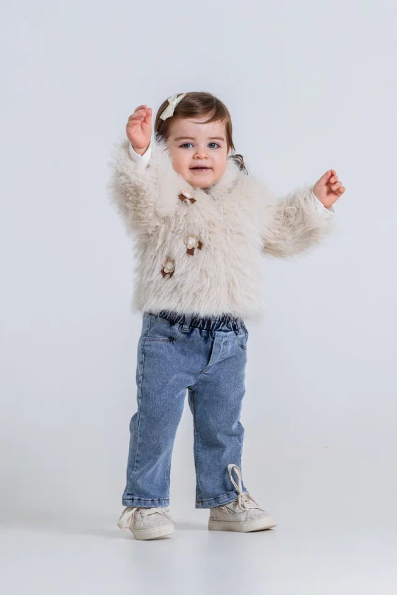 KÜRK MONTLU 3 LÜ KIZ BEBE TAKIM 2307