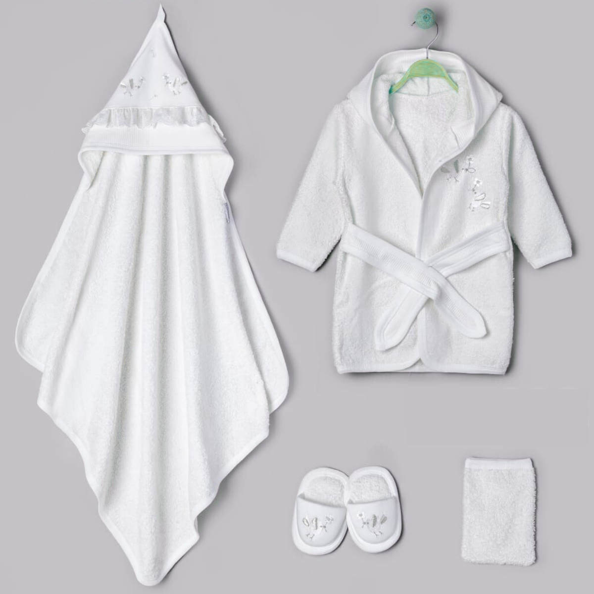 KUŞ NAKIŞLI BEBE BORNOZ SET 898