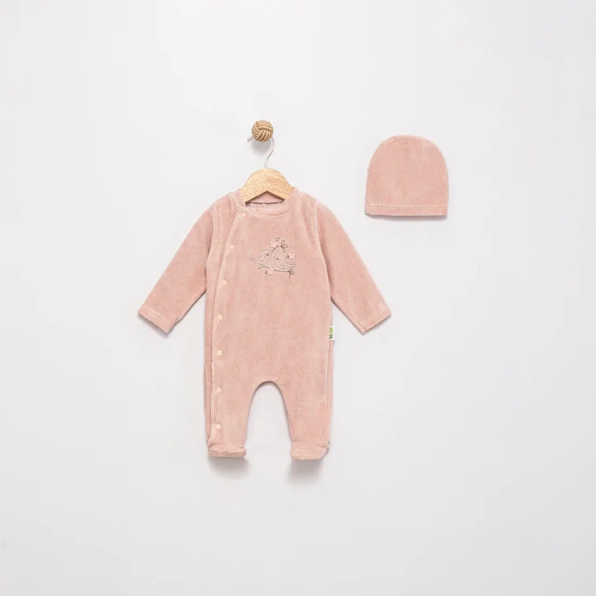 KUŞ NAKIŞLI KADİFE BEBE TULUM 1305