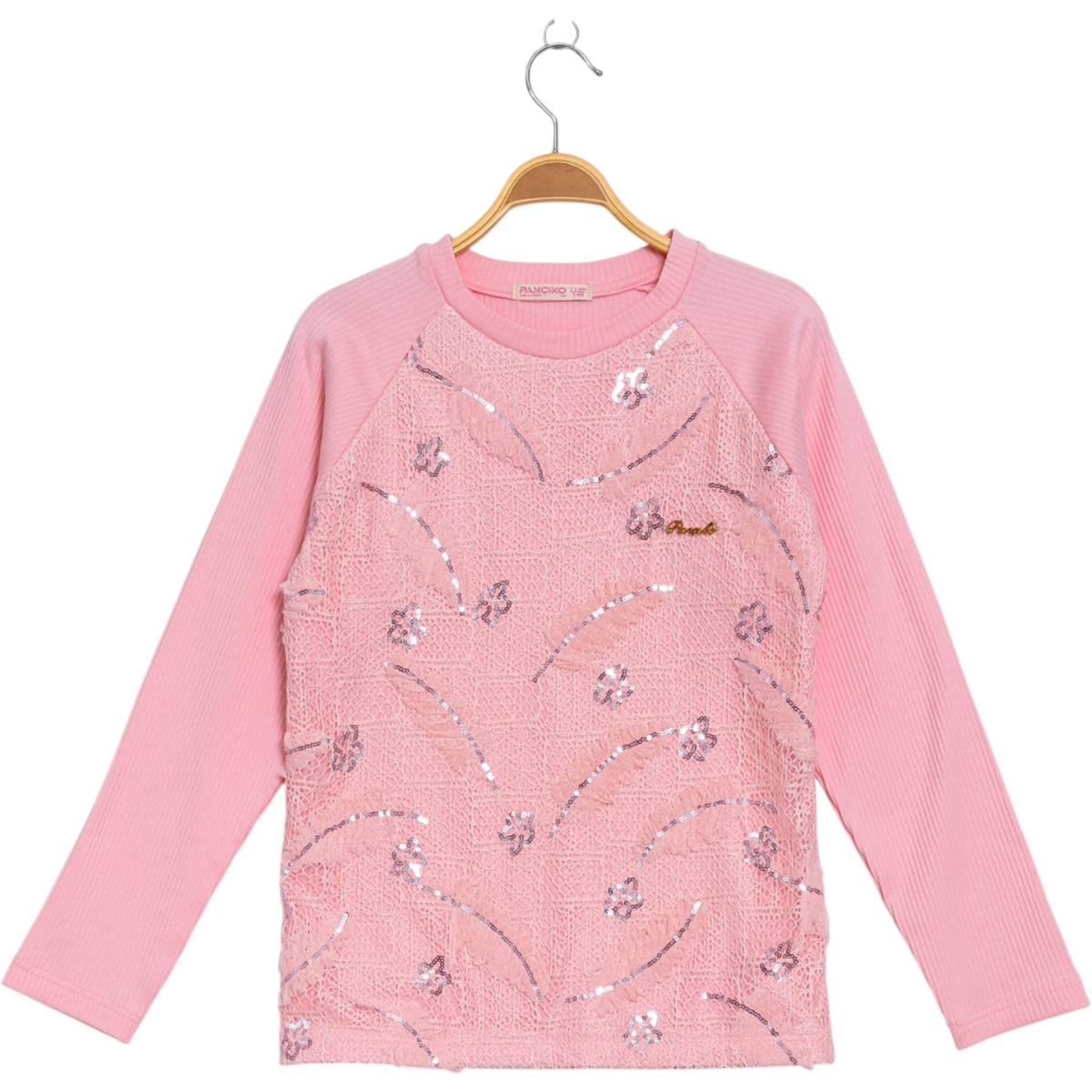 KUŞ TÜYÜ MOTİFLİ REGLAN KOL KIZ ÇOCUK BADİ 7728