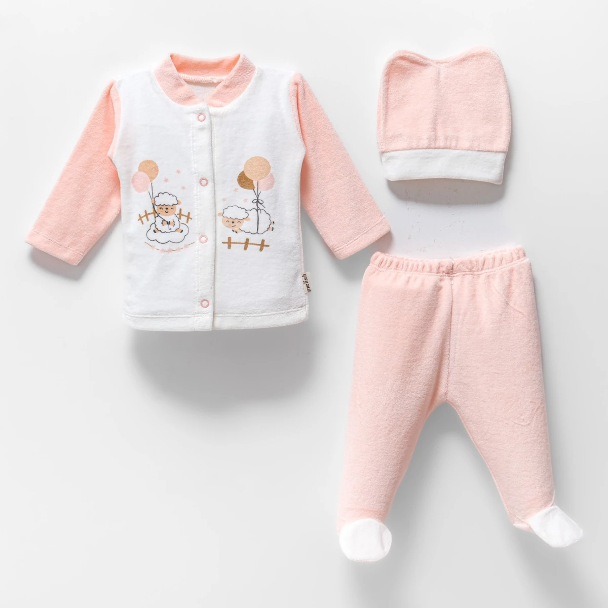 KUZU BASKILI KADİFE BEBE TAKIM 3658