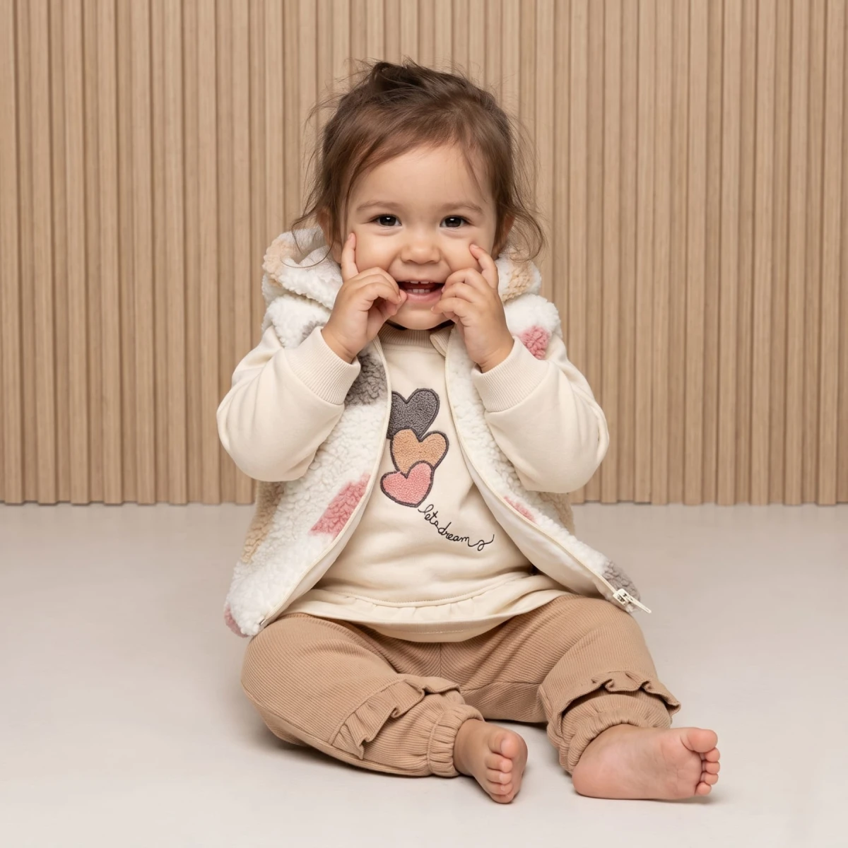 KUZULU KALP DESENLİ 3 LÜ KIZ BEBE TAKIM 2714
