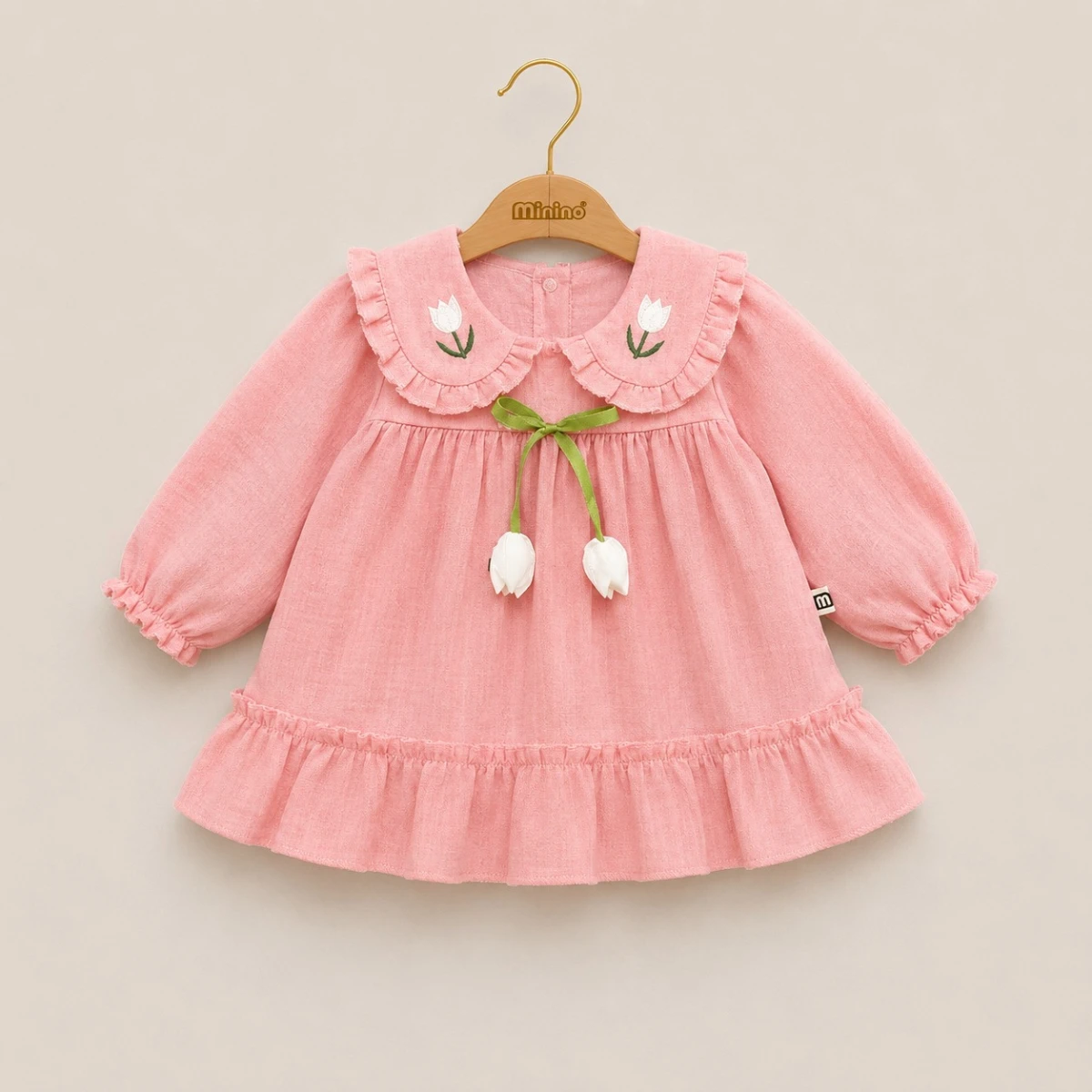 LALELİ KETEN KIZ BEBE ELBİSE 1392