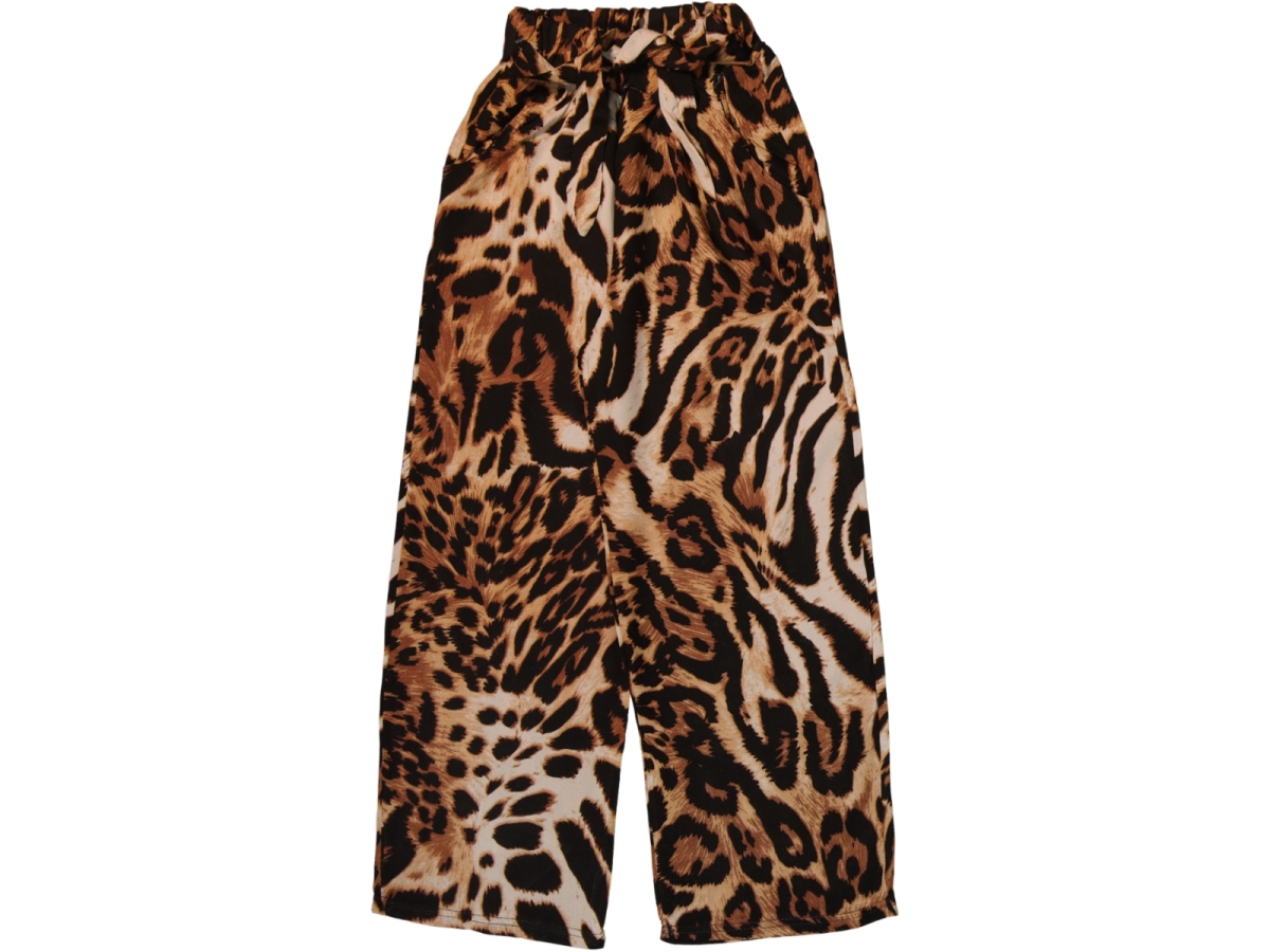 LEOPAR BASKILI BELİ LASTİKLİ KIZ TEK ALT