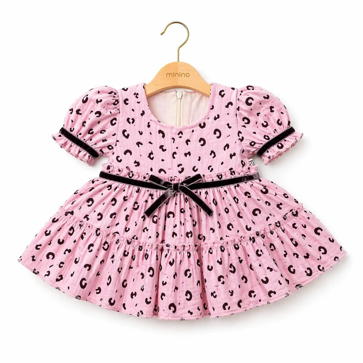 LEOPAR BASKILI KIZ BEBE KISAKOL ELBİSE 1726