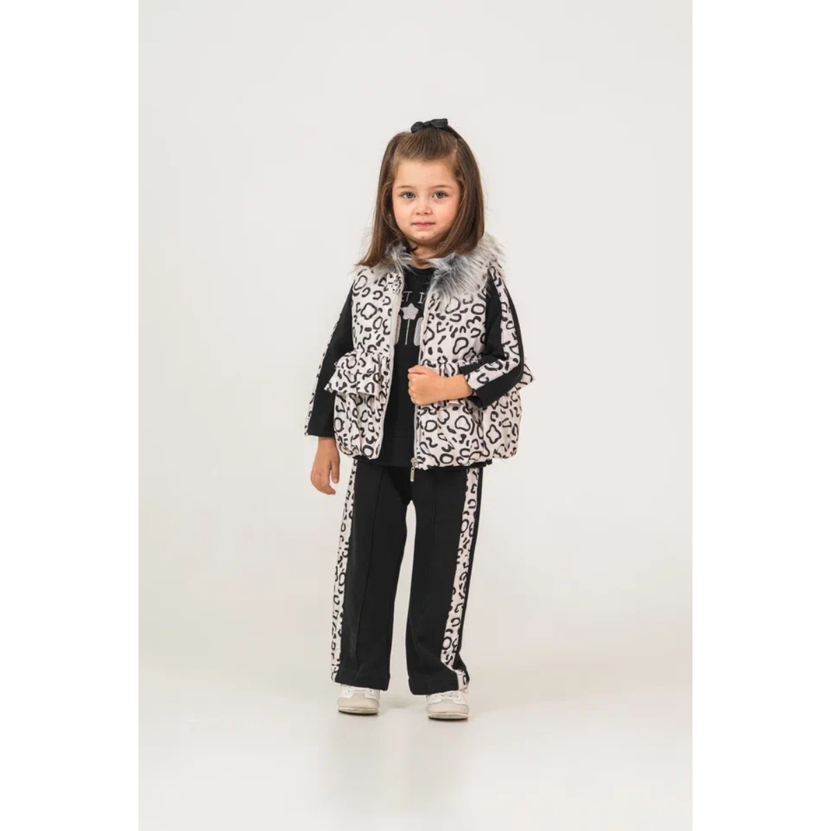 LEOPAR BASKILI YELEKLİ 3 LÜ ÇOCUK TAKIM 7058