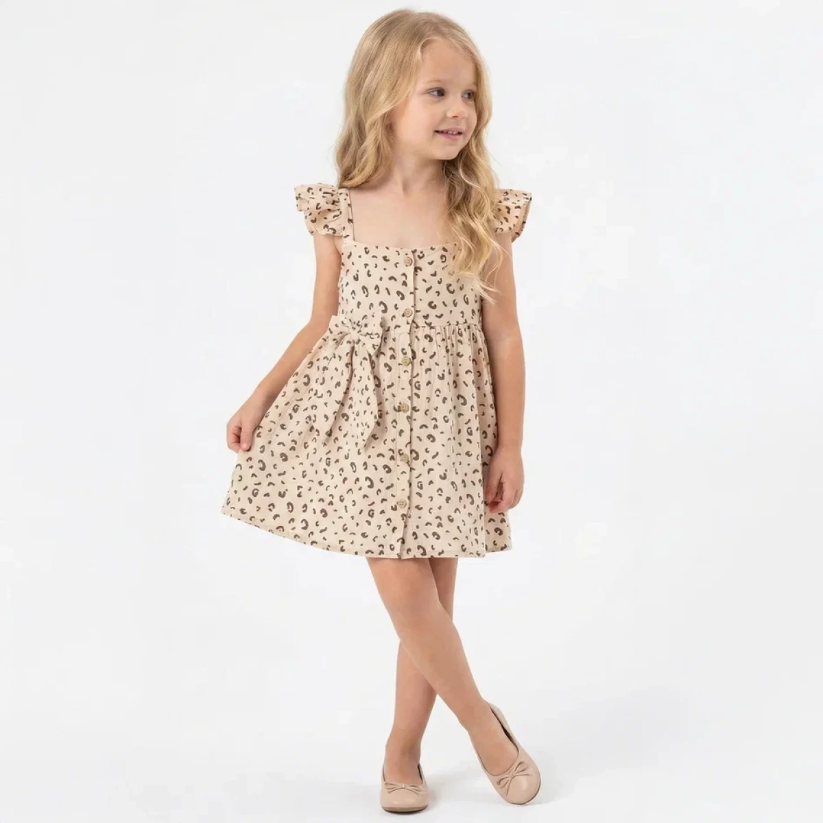 LEOPAR DESENLİ KIZ ÇOCUK ELBİSE 26159