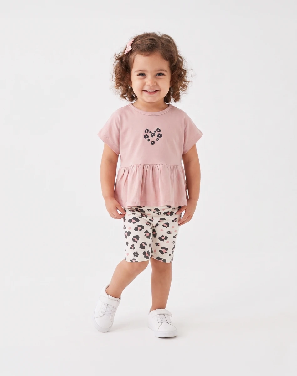 LEOPAR NAKIŞLI İKİLİ KIZ BEBE TAKIM 3111