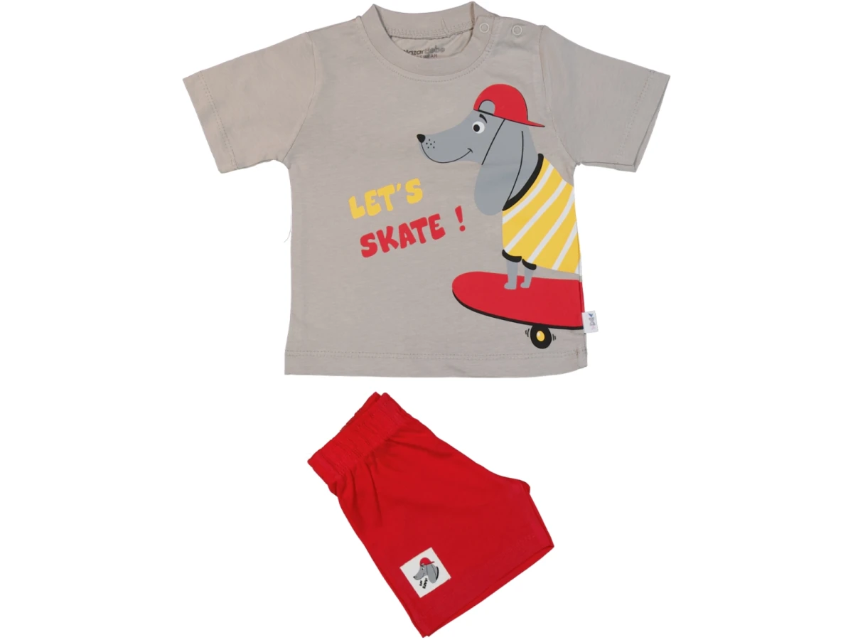 LETS SKATE BASKILI ŞORTLU ERKEK BEBE TAKIM 26323