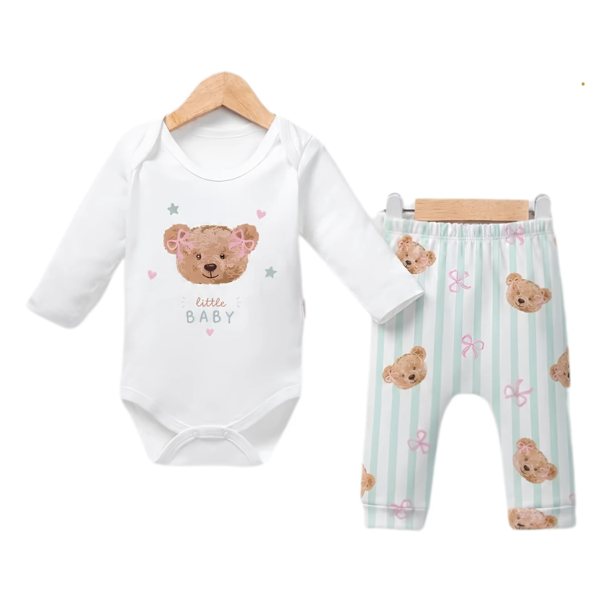 LİTTLE BABY AYICIK PAMUKLU 2 Lİ KIZ BEBE TAKIM 60042