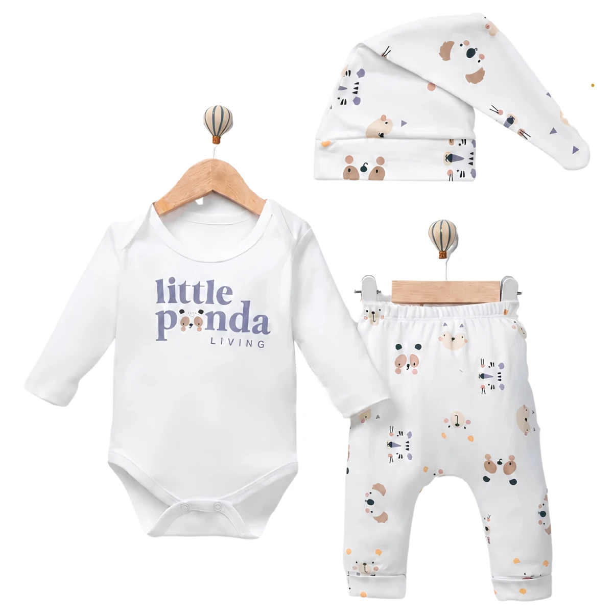 LİTTLE PANDA PAMUKLU BADİLİ 3 LÜ BEBE TAKIM 510