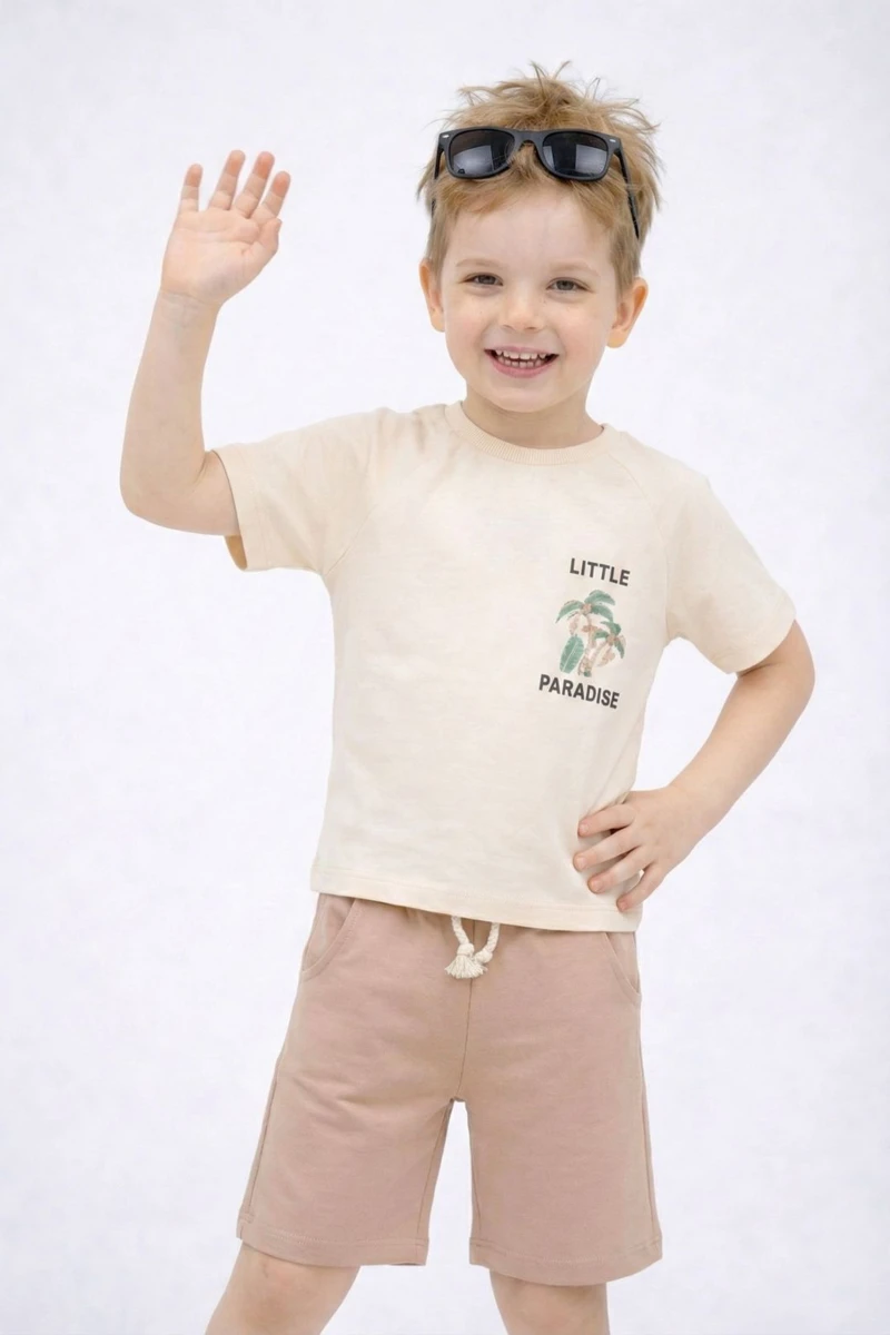 LITTLE PARADISE BASKILI ERKEK ÇOCUK 2 Lİ TAKIM 1066