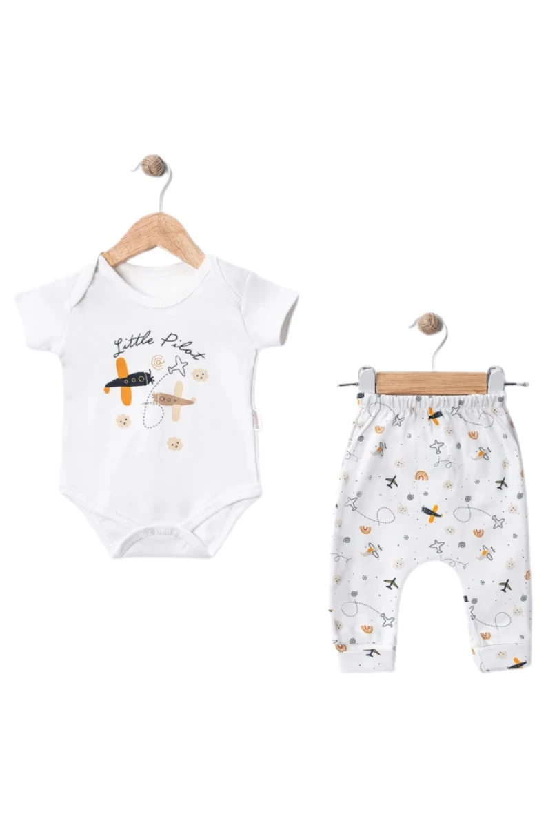 LİTTLE PİLOT KISA KOL ERKEK BEBE BADİLİ TAKIM 40014