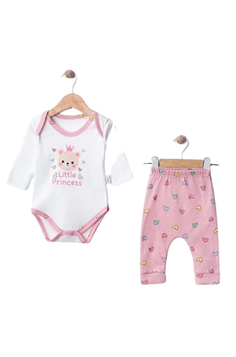 LİTTLE PRINCESS BASKILI BADİLİ 2 Lİ BEBE TAKIM 60022