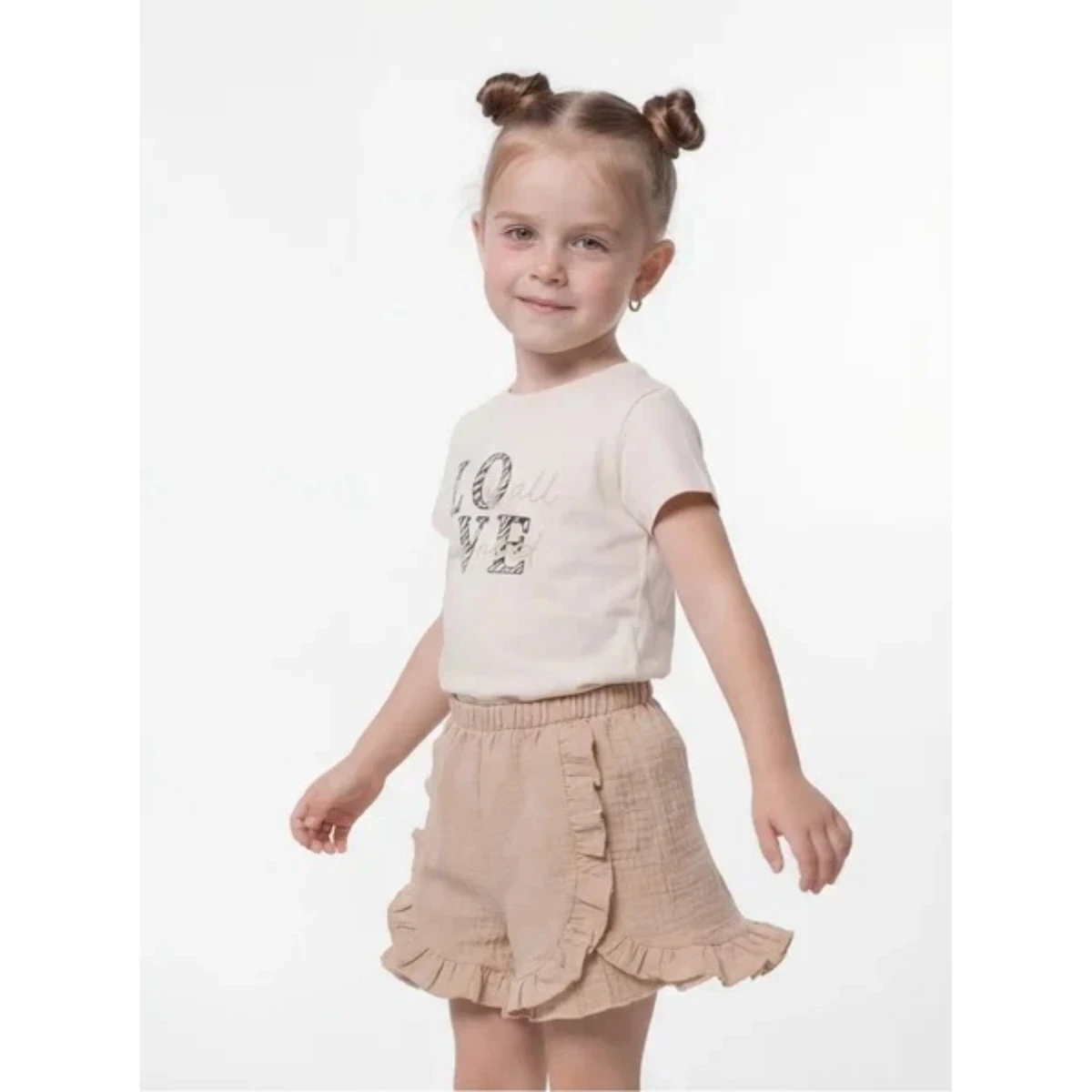 LOVE BASKILI ŞORTLU KIZ ÇOCUK 2 Lİ TAKIM 14001
