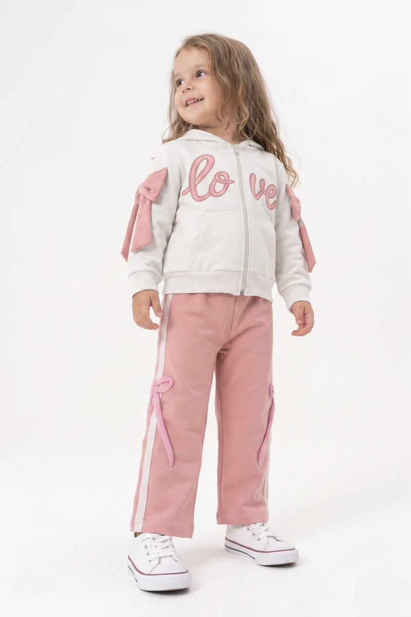 LOVE CEPLİ KAPÜŞONLU 2 İP KIZ ÇOCUK TAKIM 4069