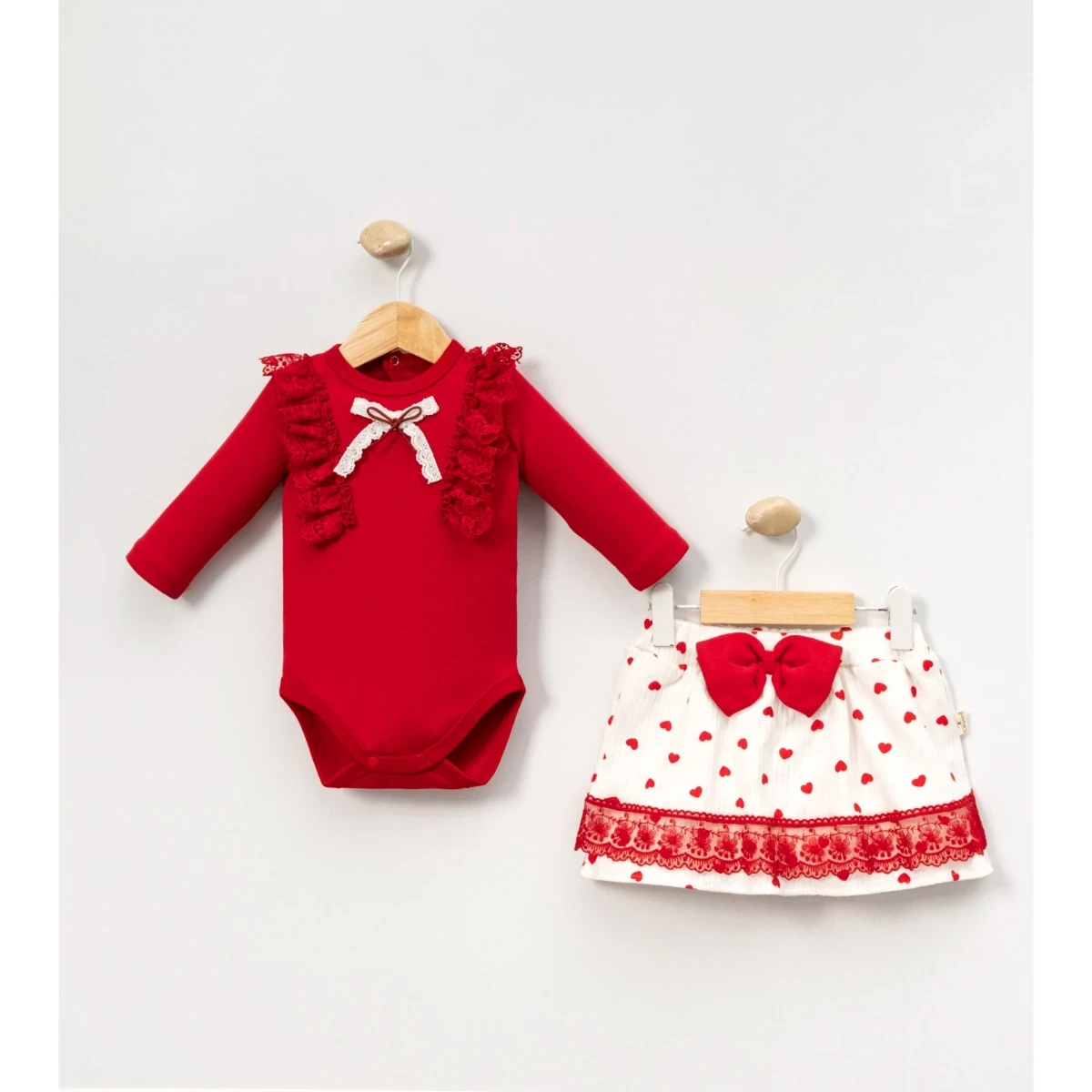 LOVE DANTELLİ 3 LÜ KIZ BEBE TAKIM 1170