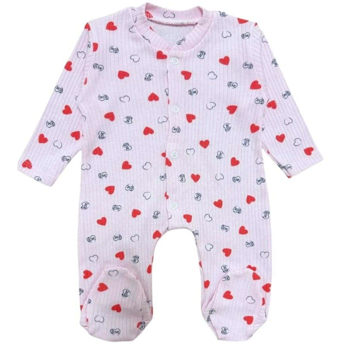 LOVE KALP BASKILI PATİKLİ KIZ BEBE TULUM 100594