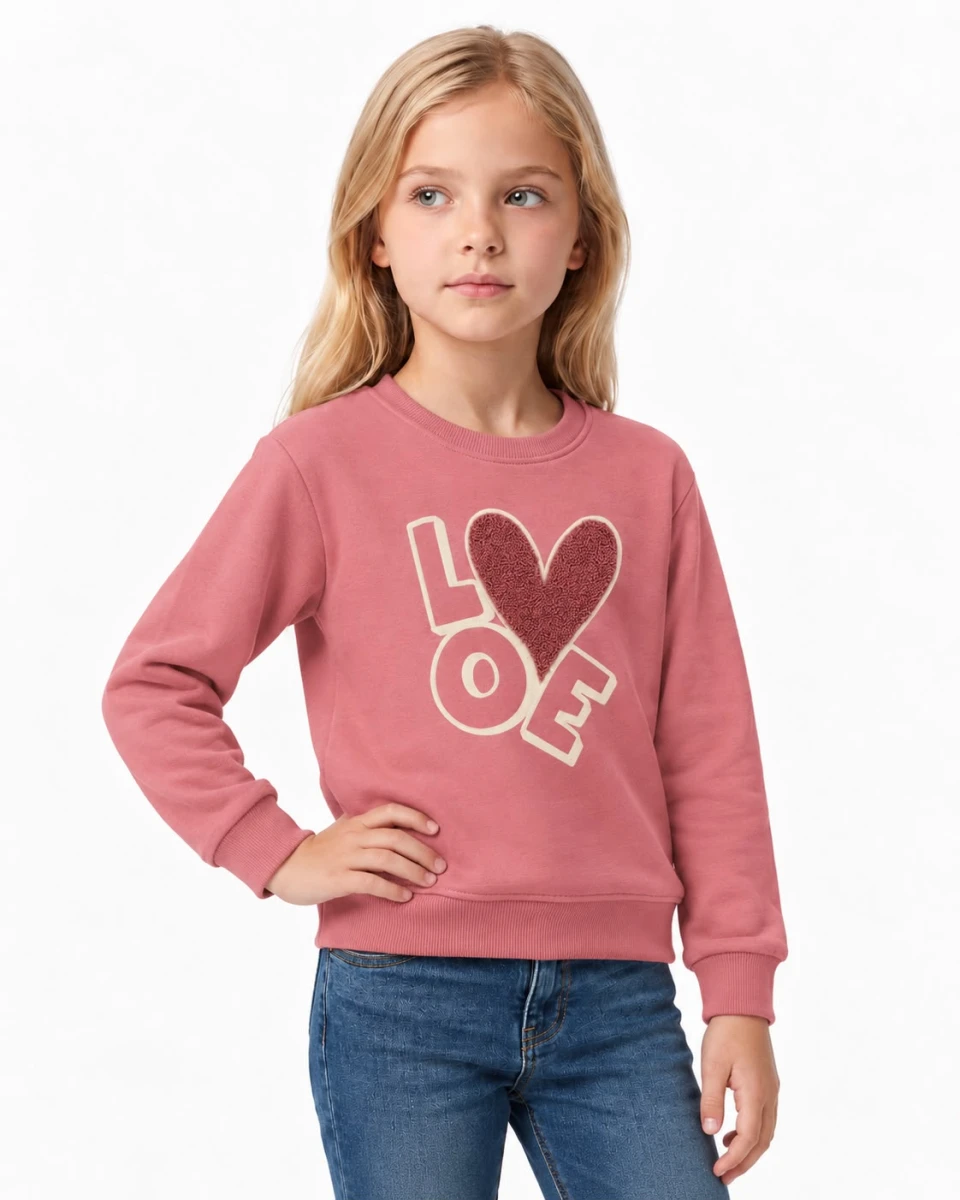 LOVE KALP NAKIŞLI 3 İP KIZ ÇOCUK SWEAT 687