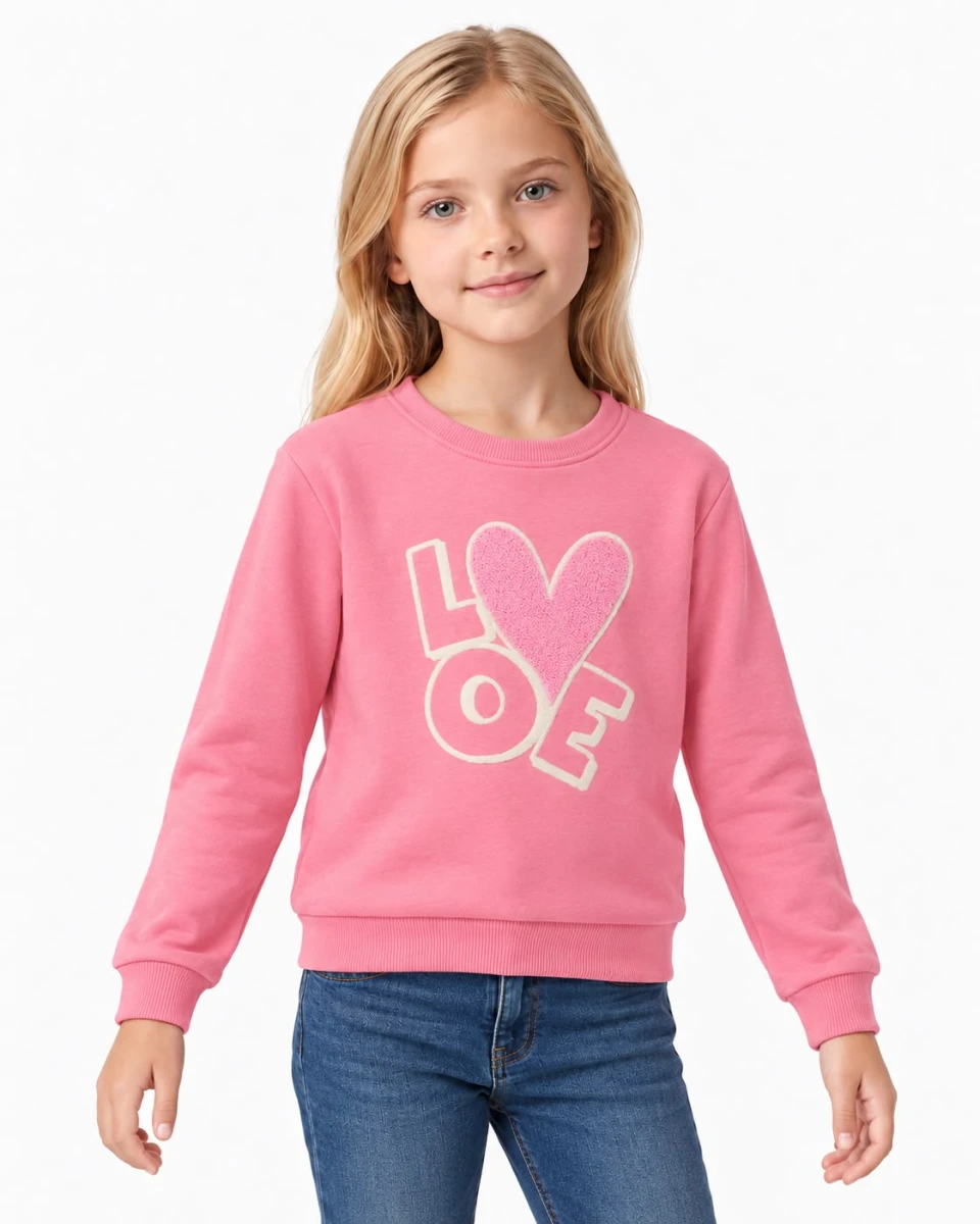 LOVE KALP NAKIŞLI 3 İP KIZ ÇOCUK SWEAT 787