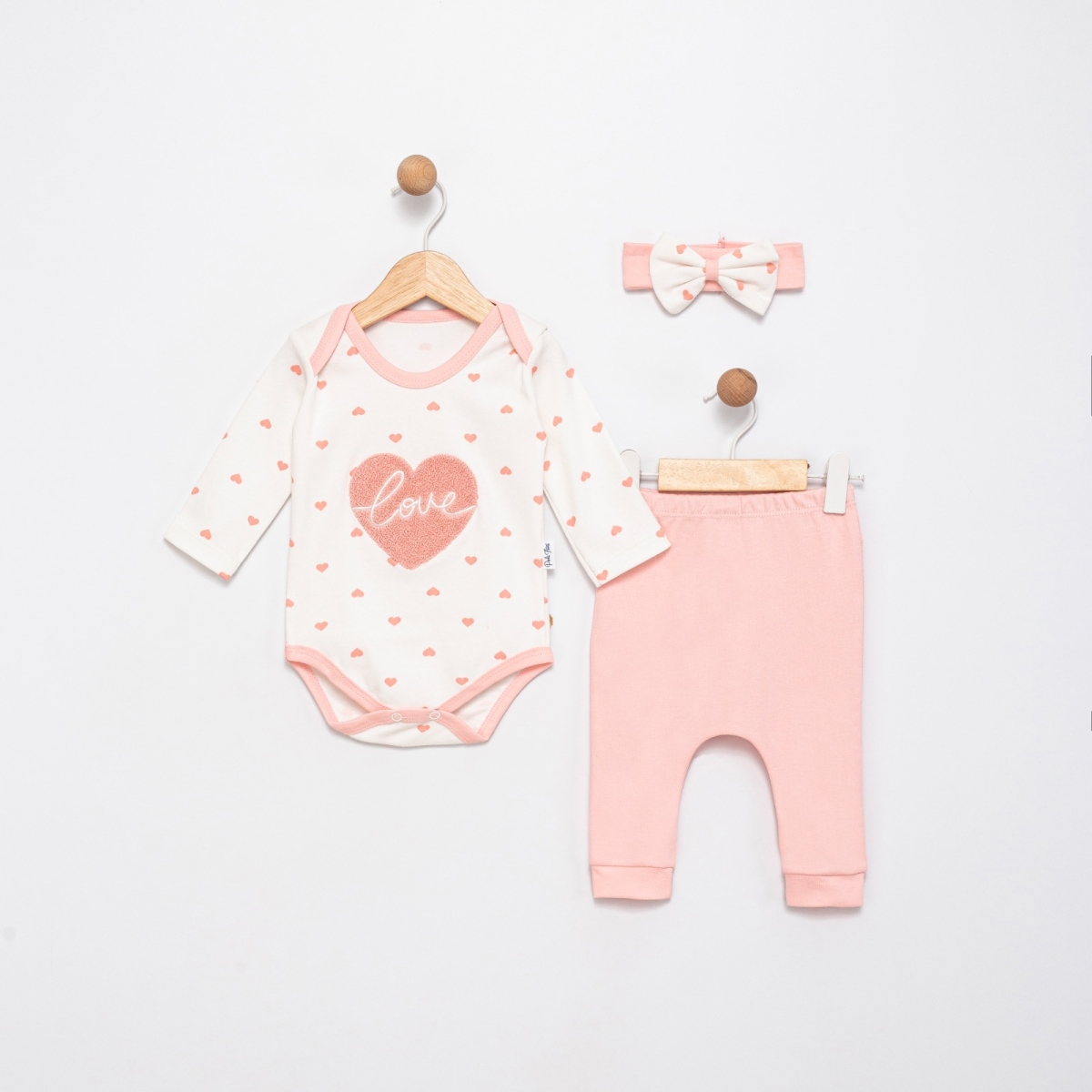 LOVE KALP SÜZENE NAKIŞLI 3 PARÇA BADİLİ BEBE TAKIM 1745