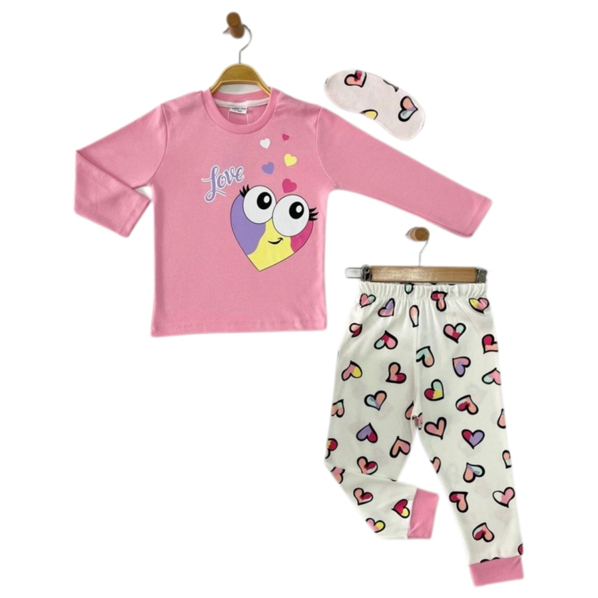LOVE KALPLİ BASKILI PIJAMA TAKIM 