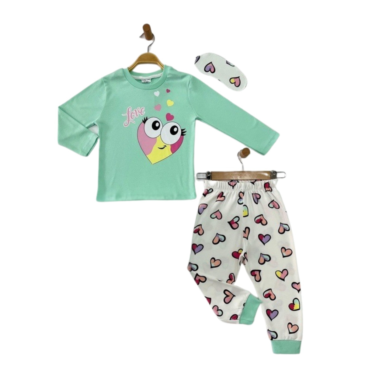 LOVE KALPLİ BASKILI PIJAMA TAKIM 