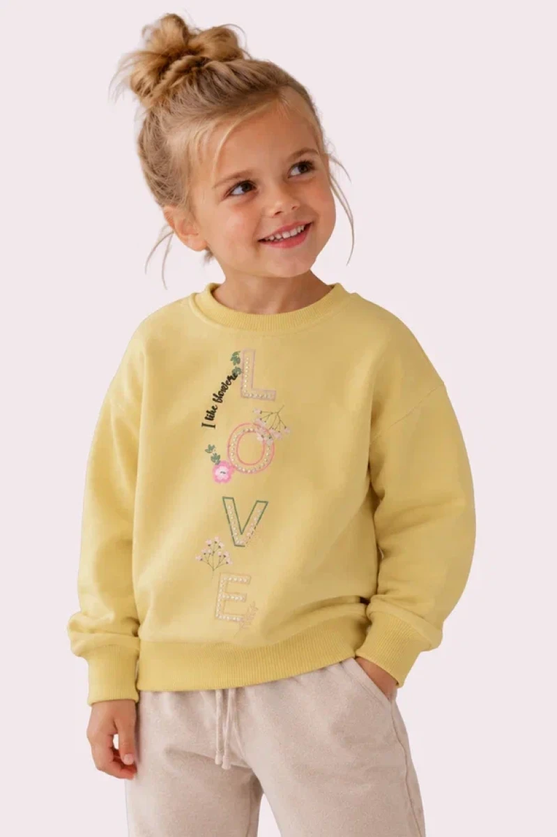 LOVE NAKIŞLI 3 İP KIZ ÇOCUK SWEAT R26656