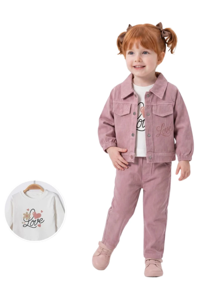 LOVE YAZILI KIZ BEBE 3 LÜ TAKIM 1367