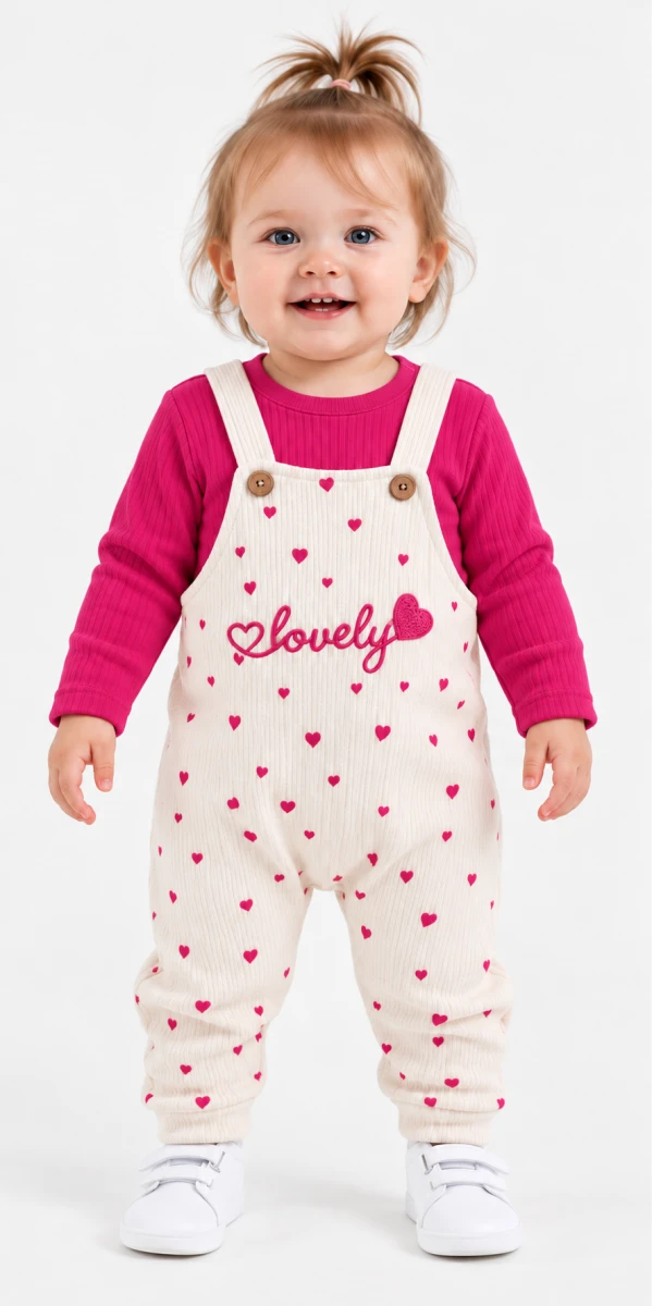 LOVELY NAKIŞLI 2 Lİ KIZ BEBE SLOPET 1015
