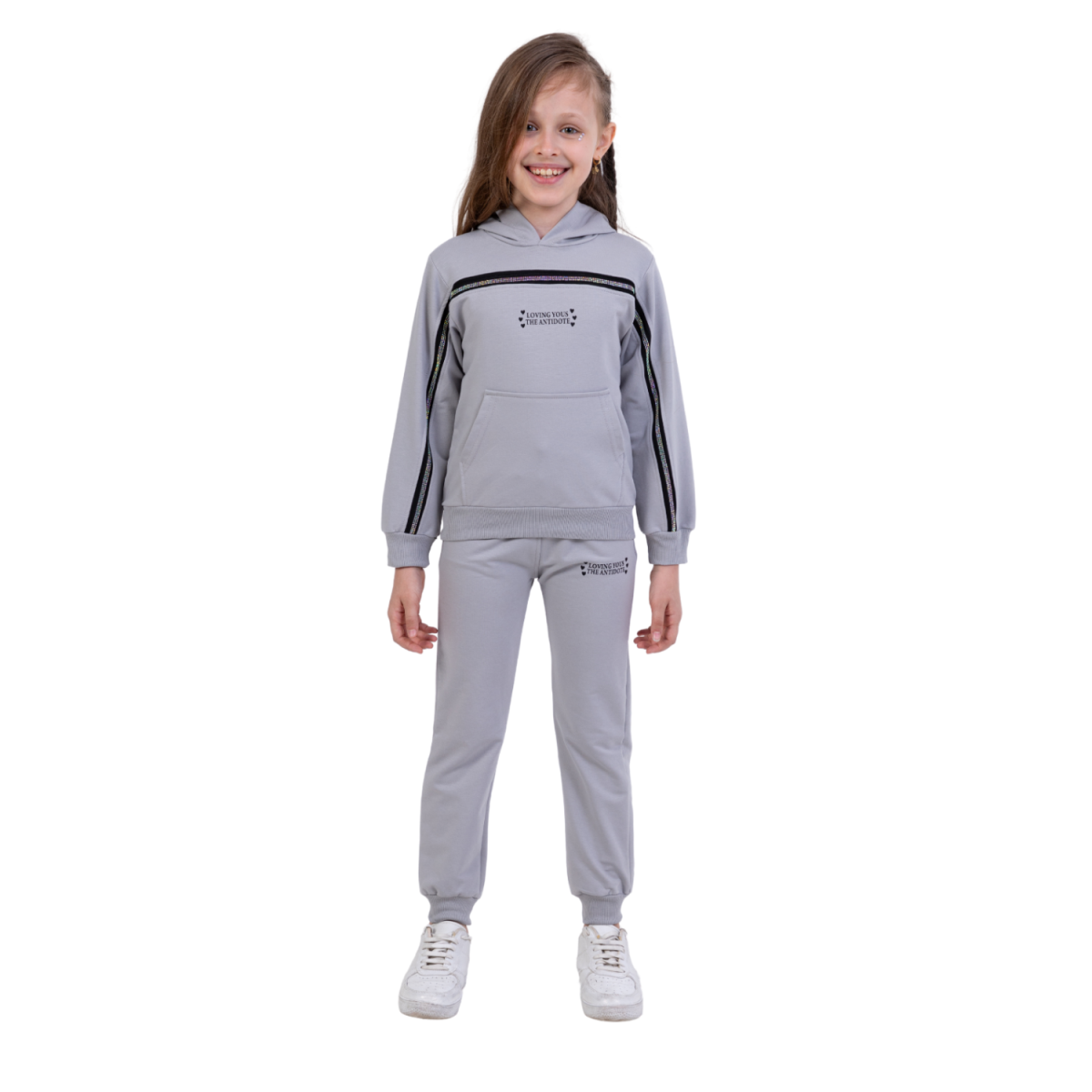 LOVING YOUS BASKILI KANGURU CEPLİ KIZ TAKIM 6032