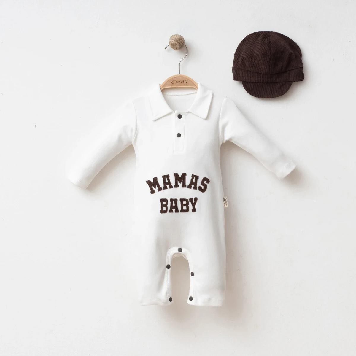 MAMAS NAKIŞLI ŞAPKA AKSESUARLI ERKEK BEBE TULUM 0095