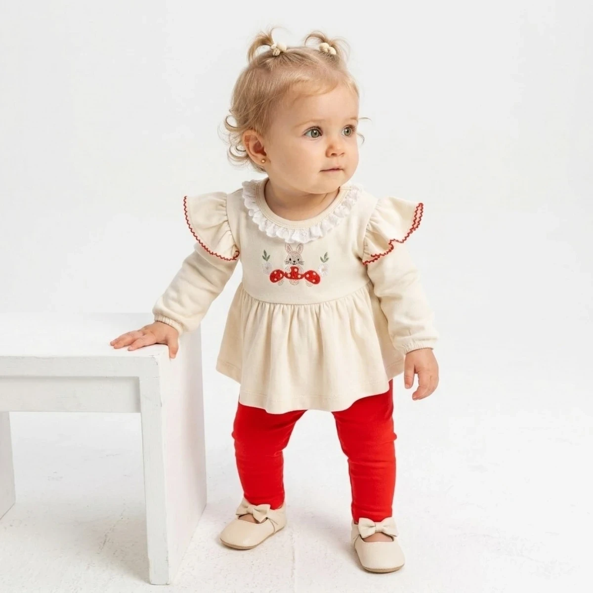 MANTAR NAKIŞLI KIZ BEBE İKİLİ TAKIM 6006