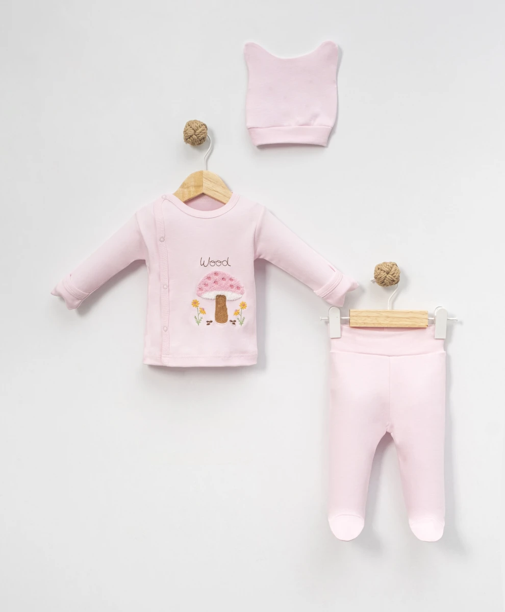 MANTAR SÜZENE NAKIŞLI 3 LÜ KIZ BEBE TAKIM 9447
