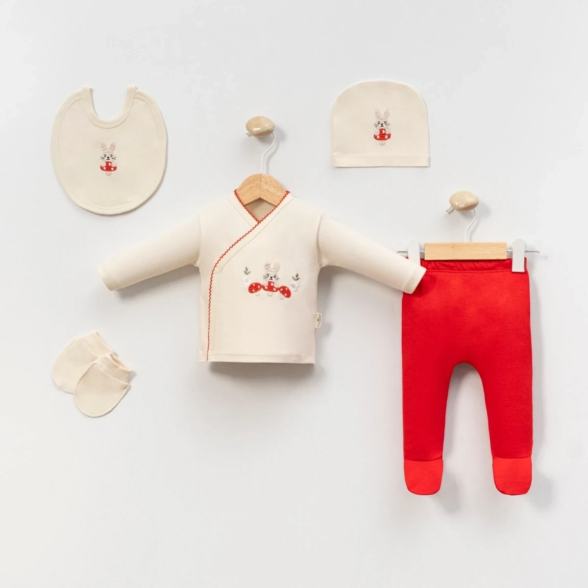 MANTARLI NAKIŞLI KIZ BEBE 5 Lİ ZIBIN SET 2108