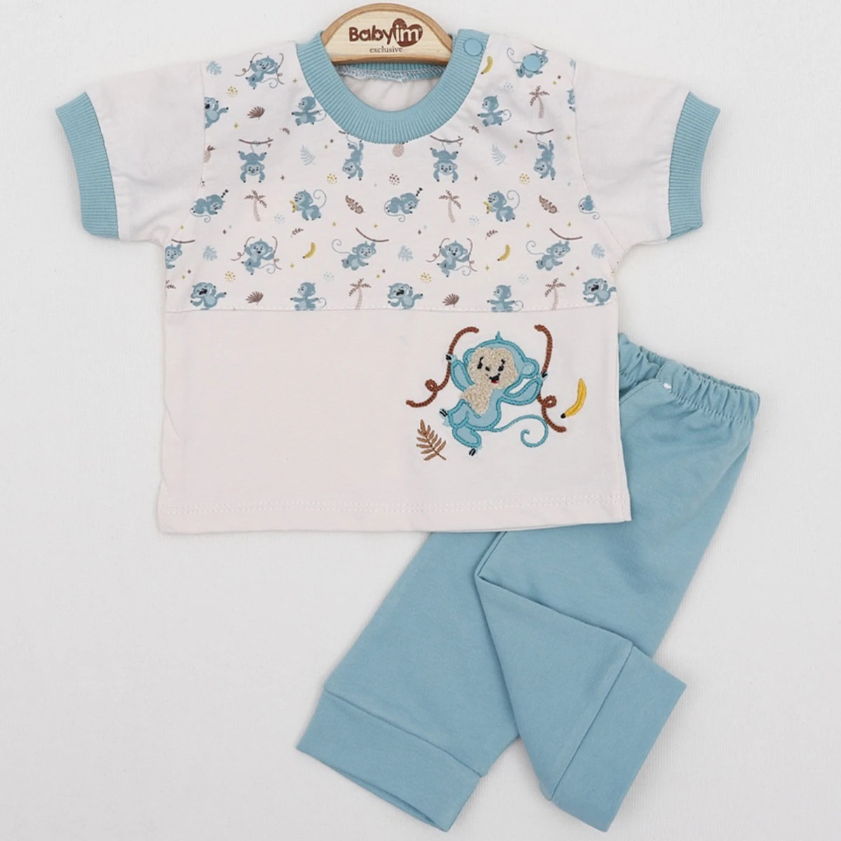 MAYMUN NAKIŞLI 2 Lİ ERKEK BEBE TAKIM 4041