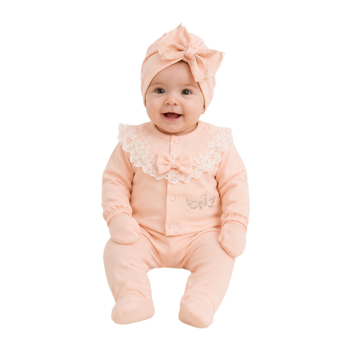 MELEK KANATLI PAMUKLU 5 Lİ BEBE ZIBIN SET 2027