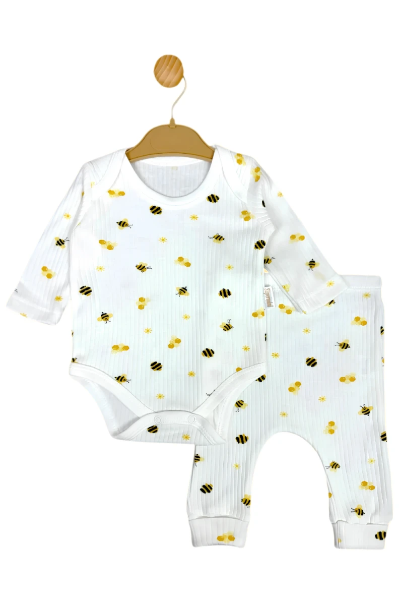 MİNİK ARILAR BASKILI BADİLİ 2 Lİ BEBE TAKIM 50106