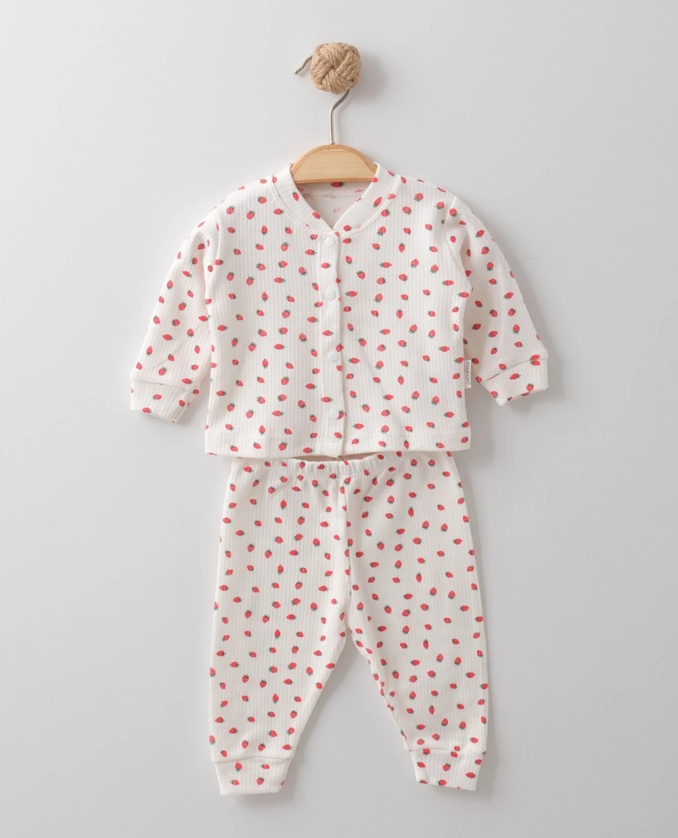 MİNİK ÇİLEK BASKILI BEBE PİJAMA TAKIM 2541