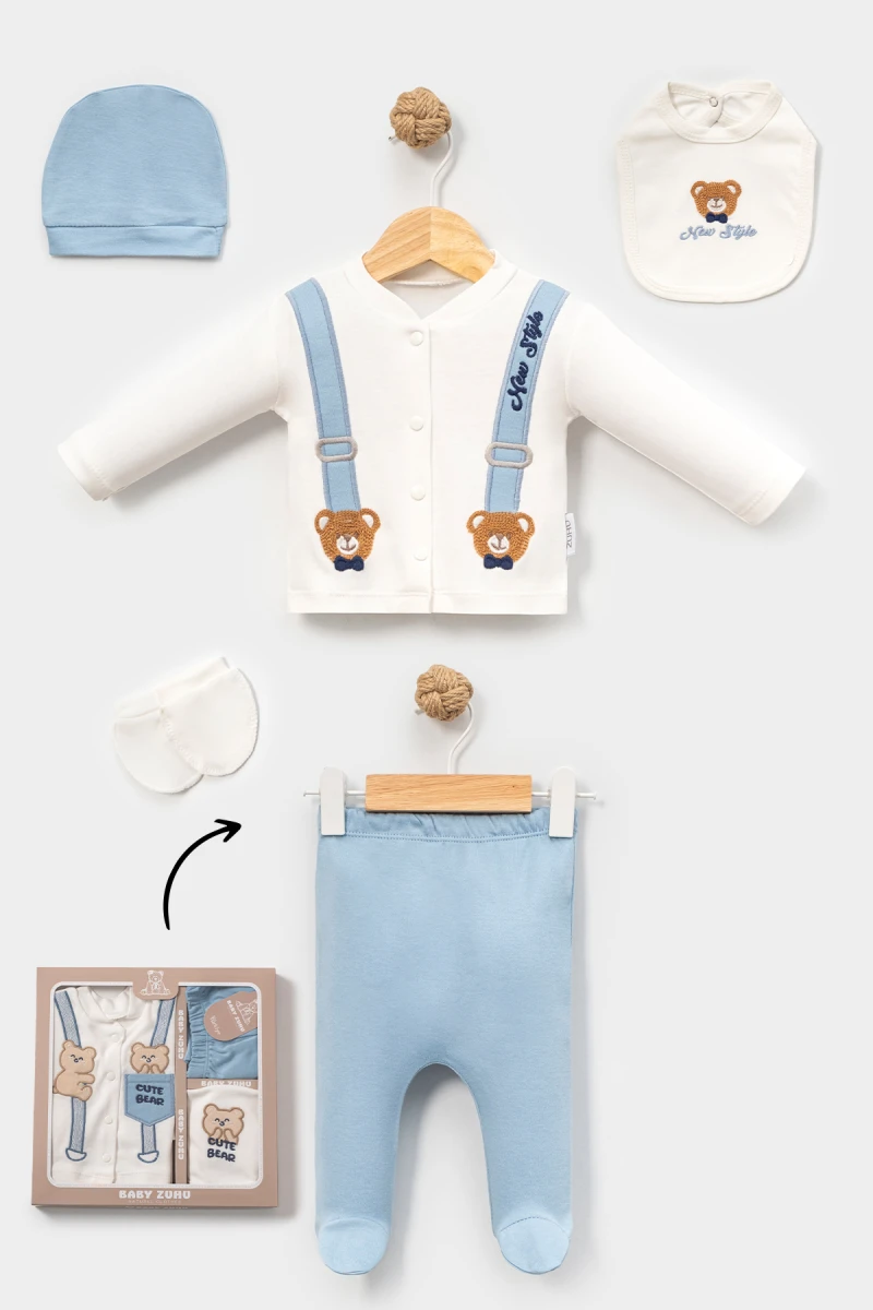 NEW STYLE NAKIŞLI ERKEK BEBE 5 Lİ ZIBIN SET 2088