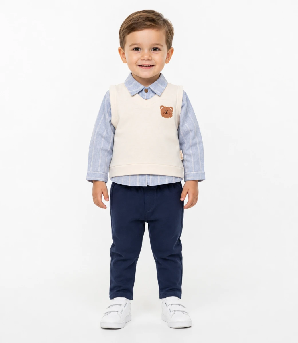 ÖN AYICIK NAKIŞLI 3 LÜ ERKEK BEBE TAKIM 3017